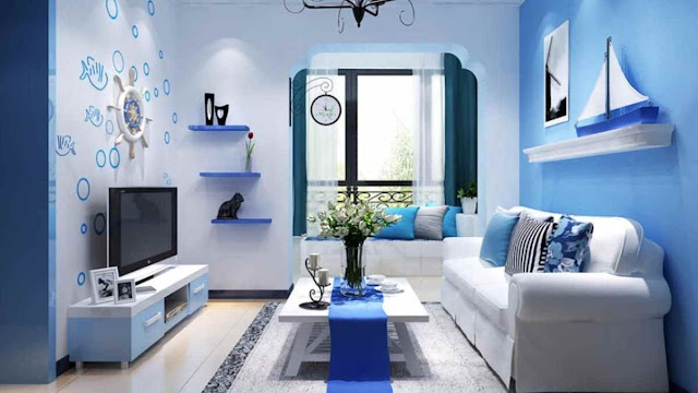 Contemporary blue living room