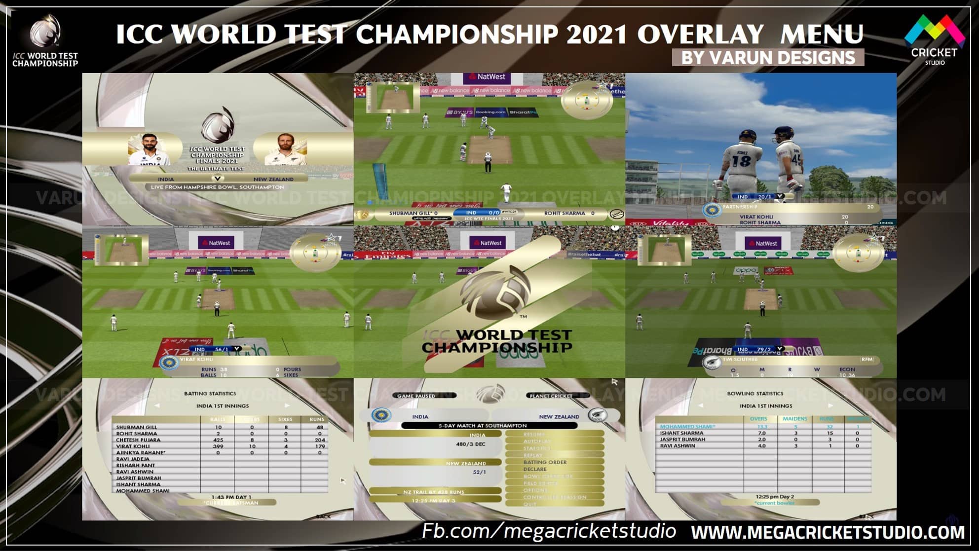 ICC World Test Championship 2021 Overlay + Menu for EA Cricket 07