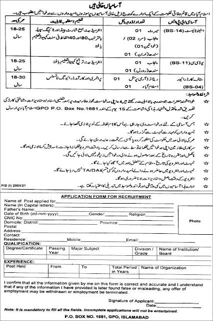  government jobs in Pakistan today