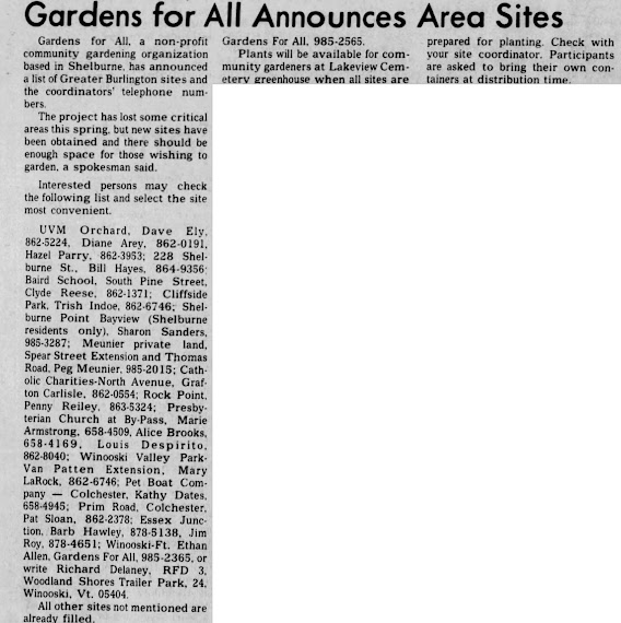 Gardens for All sites 1977
