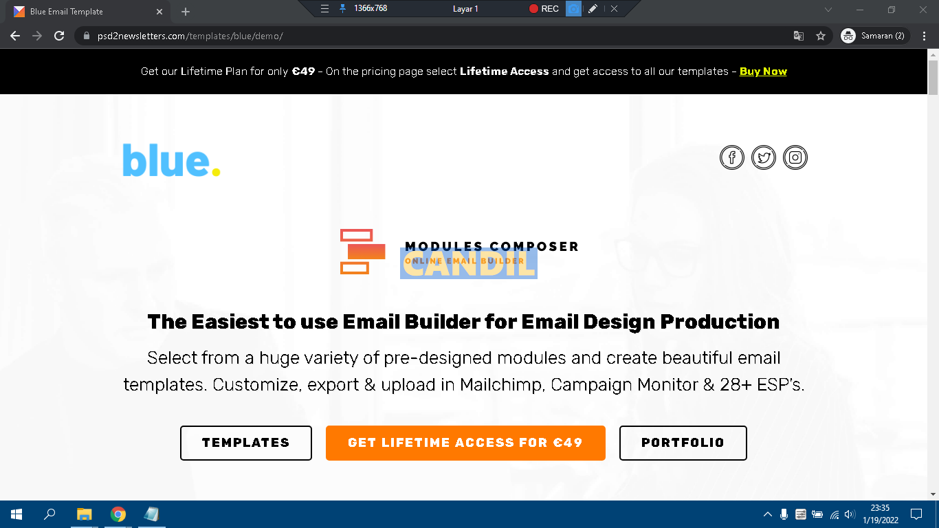 Notification & Transactional Email Templates with Online Builder - Blue v1.0.0