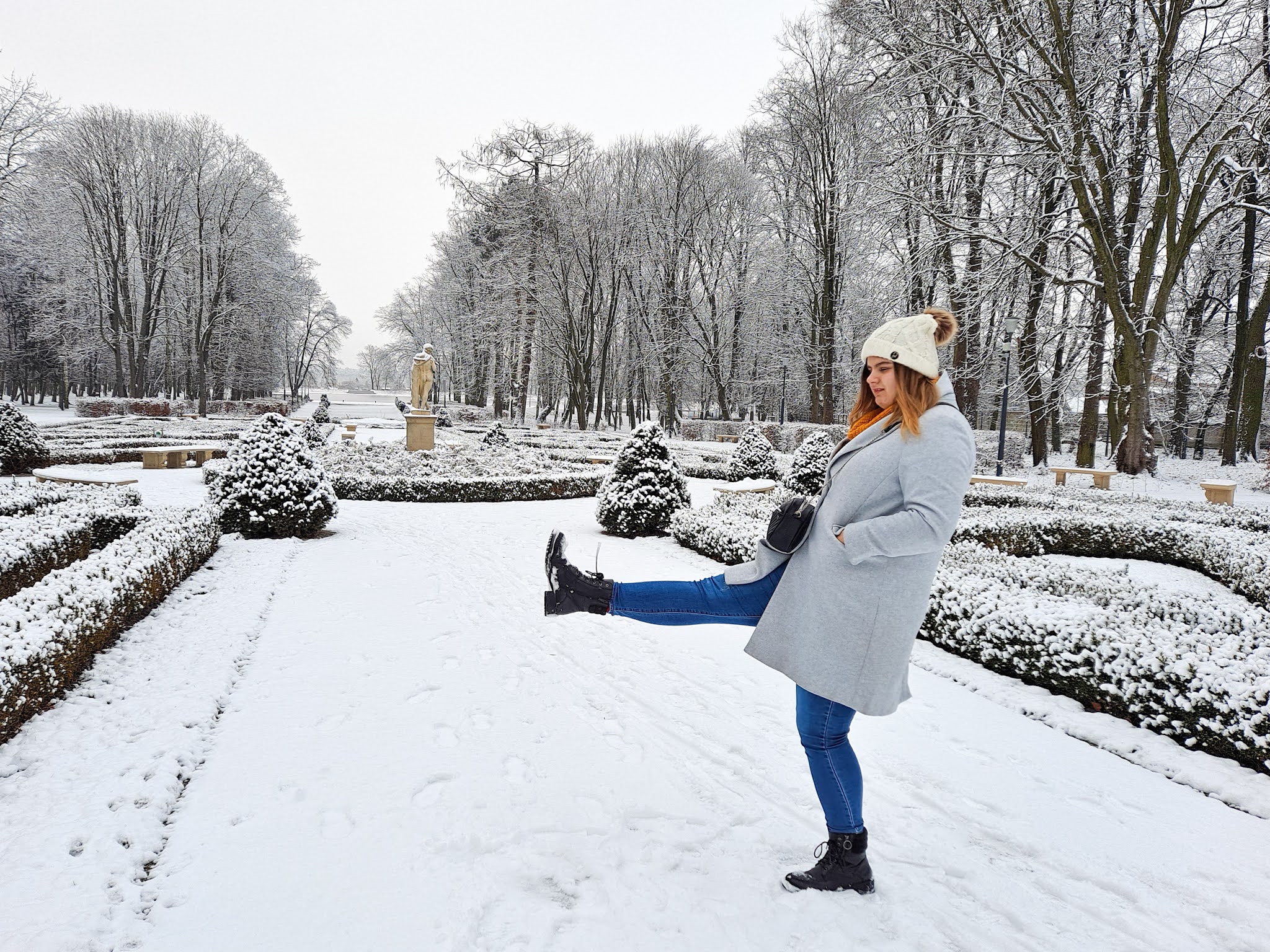 śnieg, park miejski, Lubartów, podsumowanie 2021