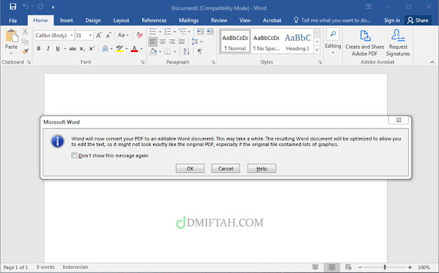 Word will now convert your PDF to an editable Word Document