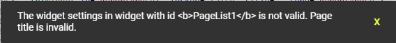 The Widget settings in widget with id <b>PageList1</b> is not valid. Page title is invalid.