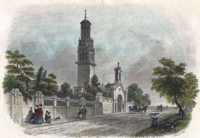 Башня Бекфорда в Бате, гравюра первой половины XIX столетия