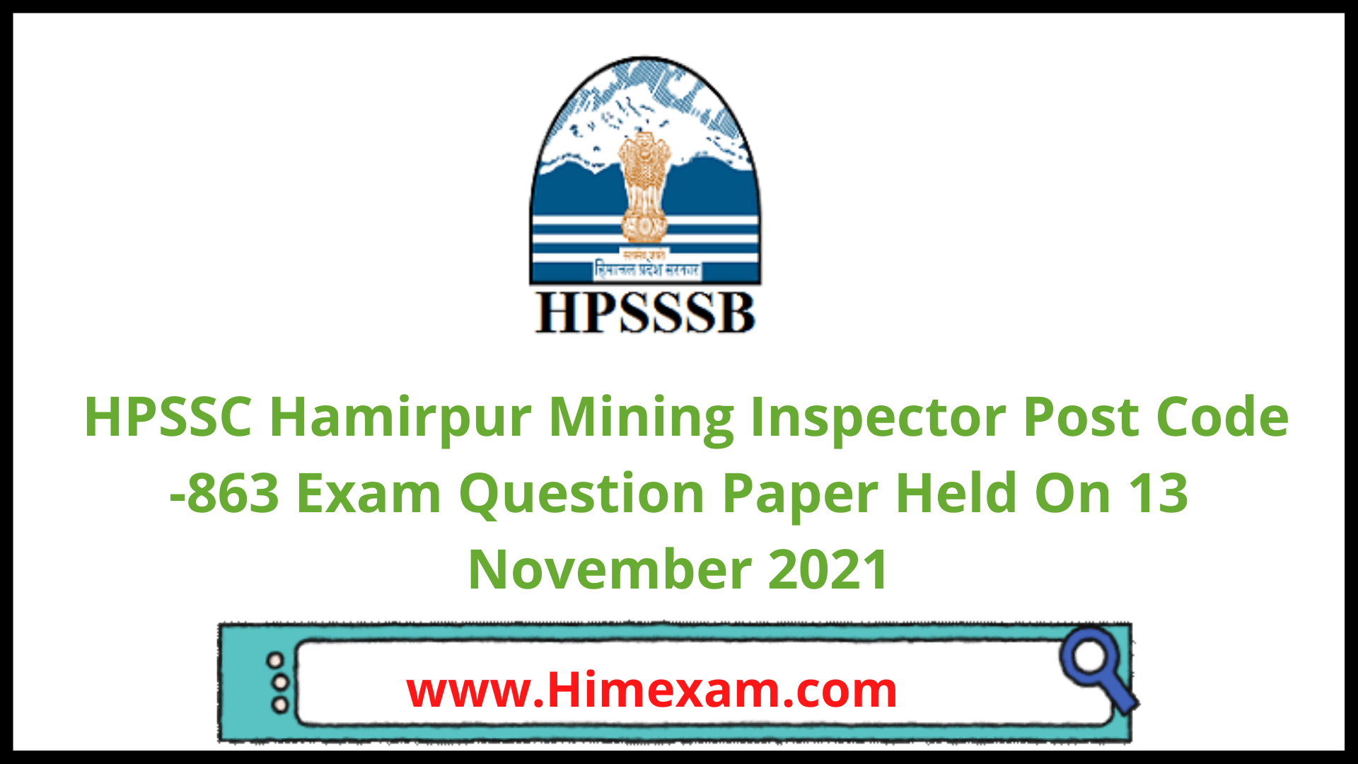 HPSSC Hamirpur Mining Inspector Post Code -863 Exam Question Paper Held On 13 November 2021