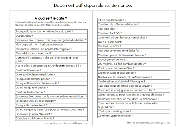 à quoi sert le caté - questions sur la vie - Dieu