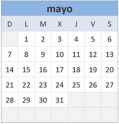 Calendario de mayo 2023