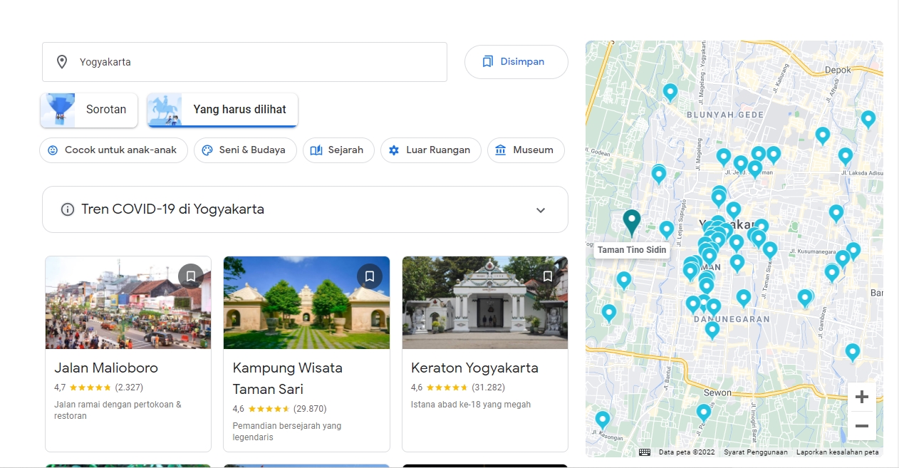 Fitur Rekomendasi Wisata dan Kuliner pada Google Travel