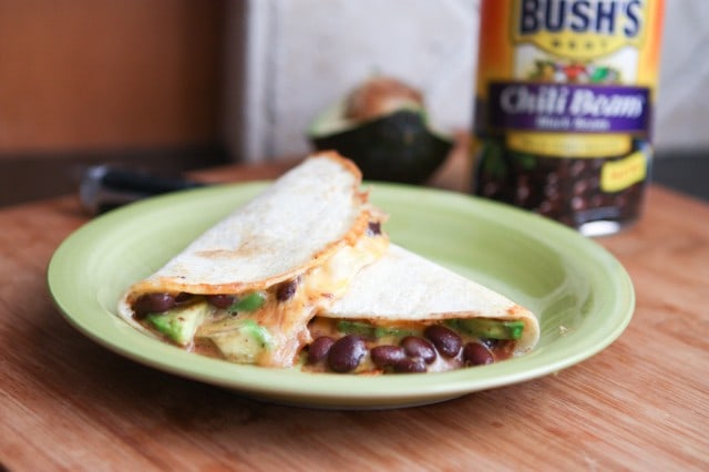 Bush’s Black Chili Bean and Avocado Quesadillas