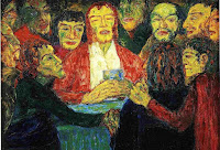 The Last Supper painting of Emil Nolde c.1909, after Leonardo da Vinci. One of the most famous paintings in the world.