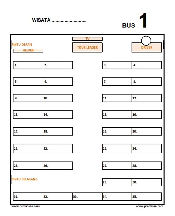 Download Denah Kursi Excel Bus Pariwisata Medium