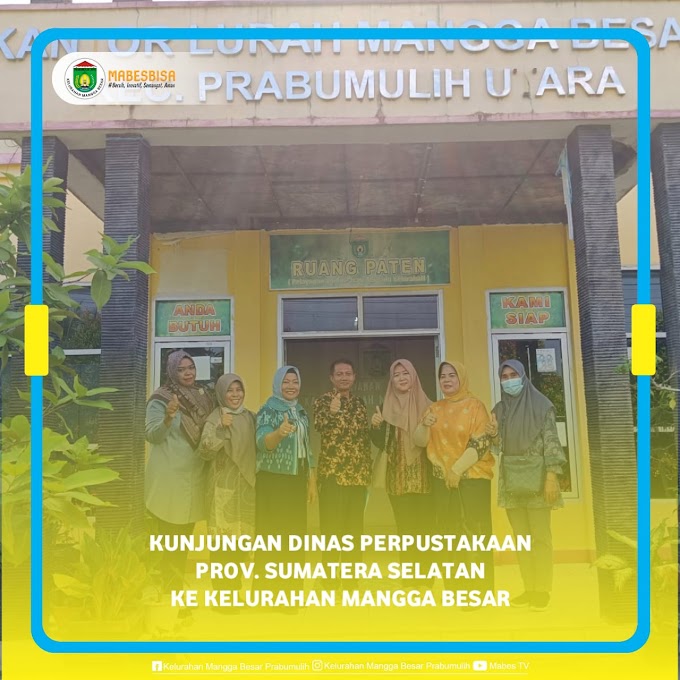 Lurah Mangga Besar Asniliaty, S.Si, M.Si Menerima Kunjungan Dari Dinas Perpustakaan Prov. Sumatera Selatan Dalam Rangka Survey Kelayakan Pojok Baca Untuk Jadi Perpustakaan Kelurahan.
