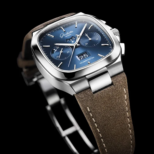 Glashütte Original Seventies Chronograph Panorama Date with Blue Dial