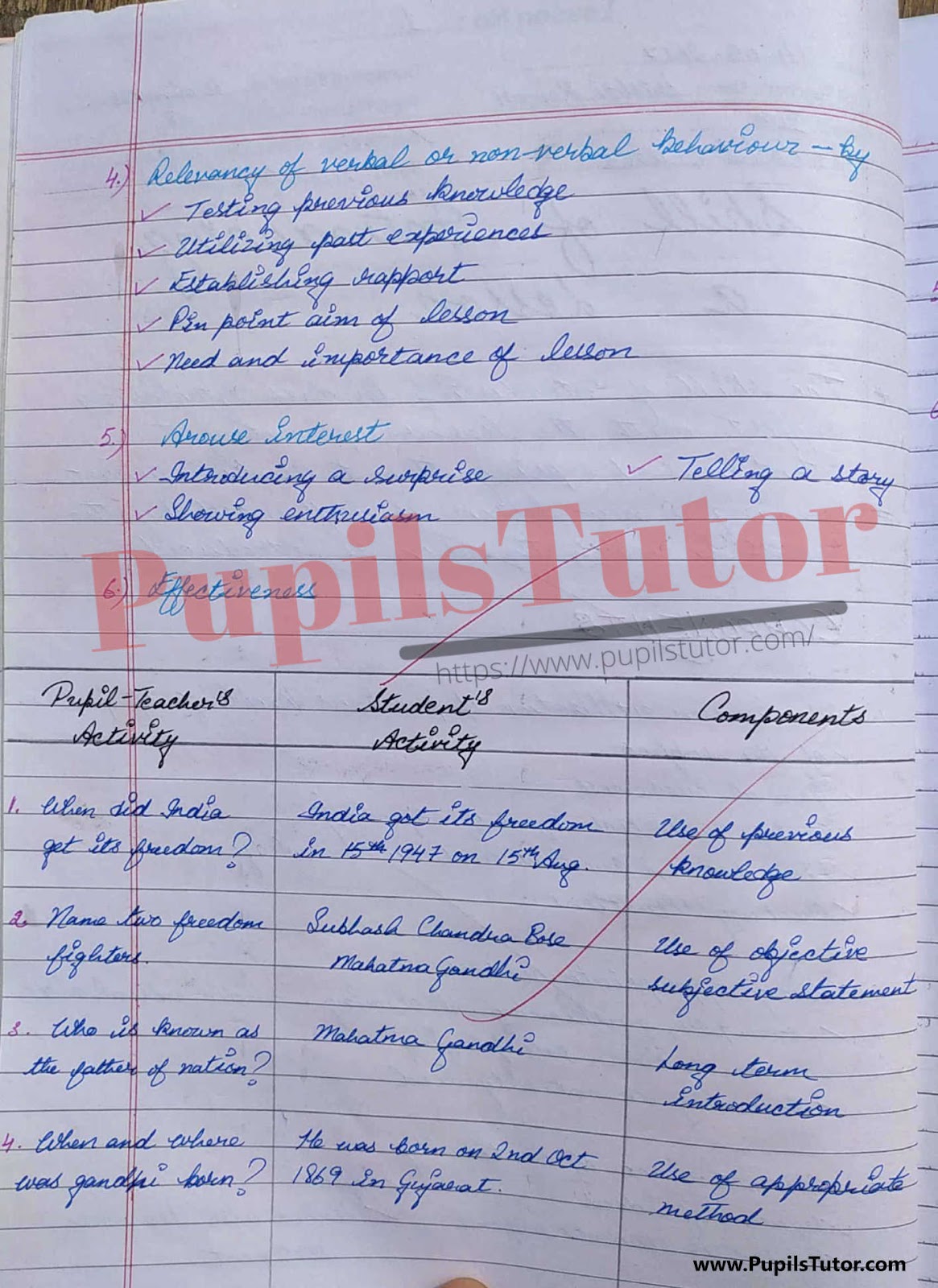 Real School Teaching And Practice Skill Of Introduction Life Of Mahatma Gandhi Lesson Plan For B.Ed And D.el.ed In English Medium Free Download PDF And PPT (Power Point Presentation And Slides) – (Page And Image Number 2) – PupilsTutor