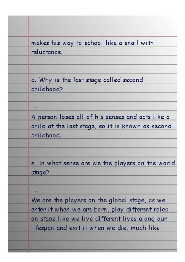 All the world’s a stage Questions Answers PDF