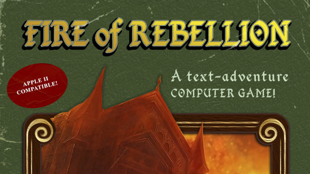 Imagem de capa do jogo fictício Fire of Rebellion