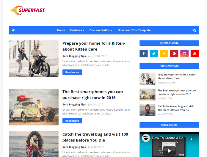 Download Free SuperFast Blogger Template