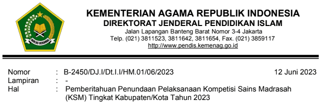 Jadwal Terbaru Kompetensi Sains Madrasah (KSM) 2023 Tingkat Kabupaten/Kota, Revisi Jadwal KSM 2023,Jadwal Terbaru KSM 2023