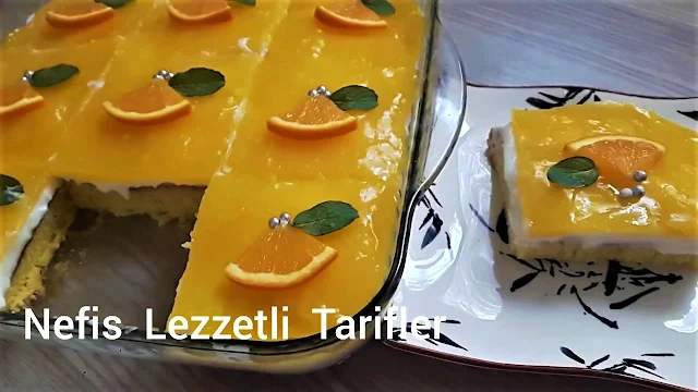 portakallı soslu muhallebili pasta
