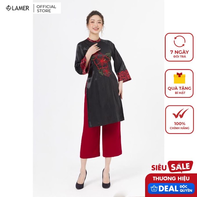 Mall Shop [ lamer.fashion ] Áo dài cách tân nữ thêu LAMER L61A19Q069-S1400 (Áo không kèm quần)