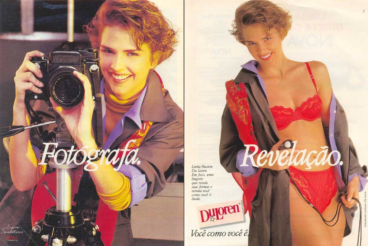 Anúncio antigo da DuLoren promovendo sua linha de lingerie em 1992