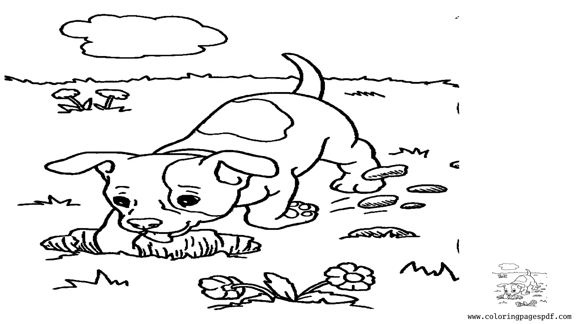 Coloring Pages Of A Puppy Digging A Hole