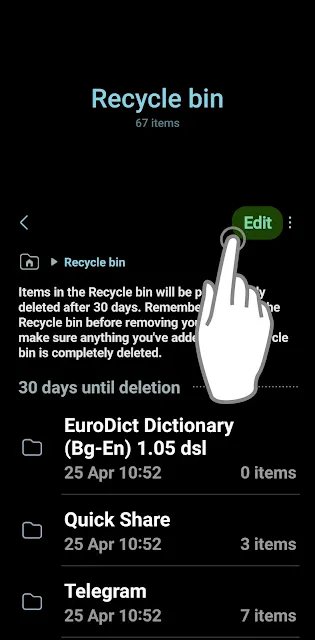 Edit Button in Recycle Bin Picture