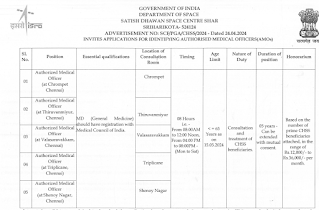 ISRO-SHAR, Chennai Recruitment 2024