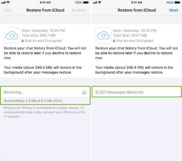استعادة رسائل WhatsApp من نسخة iCloud الاحتياطية على iPhone