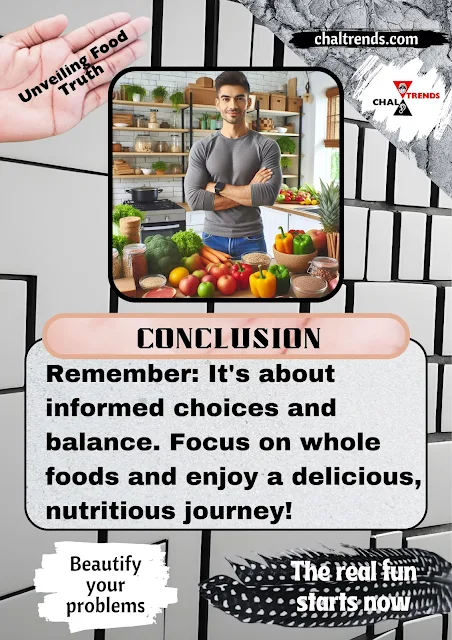 A person standing in a well-organized kitchen, surrounded by fresh fruits, vegetables, whole grains, and lean protein sources