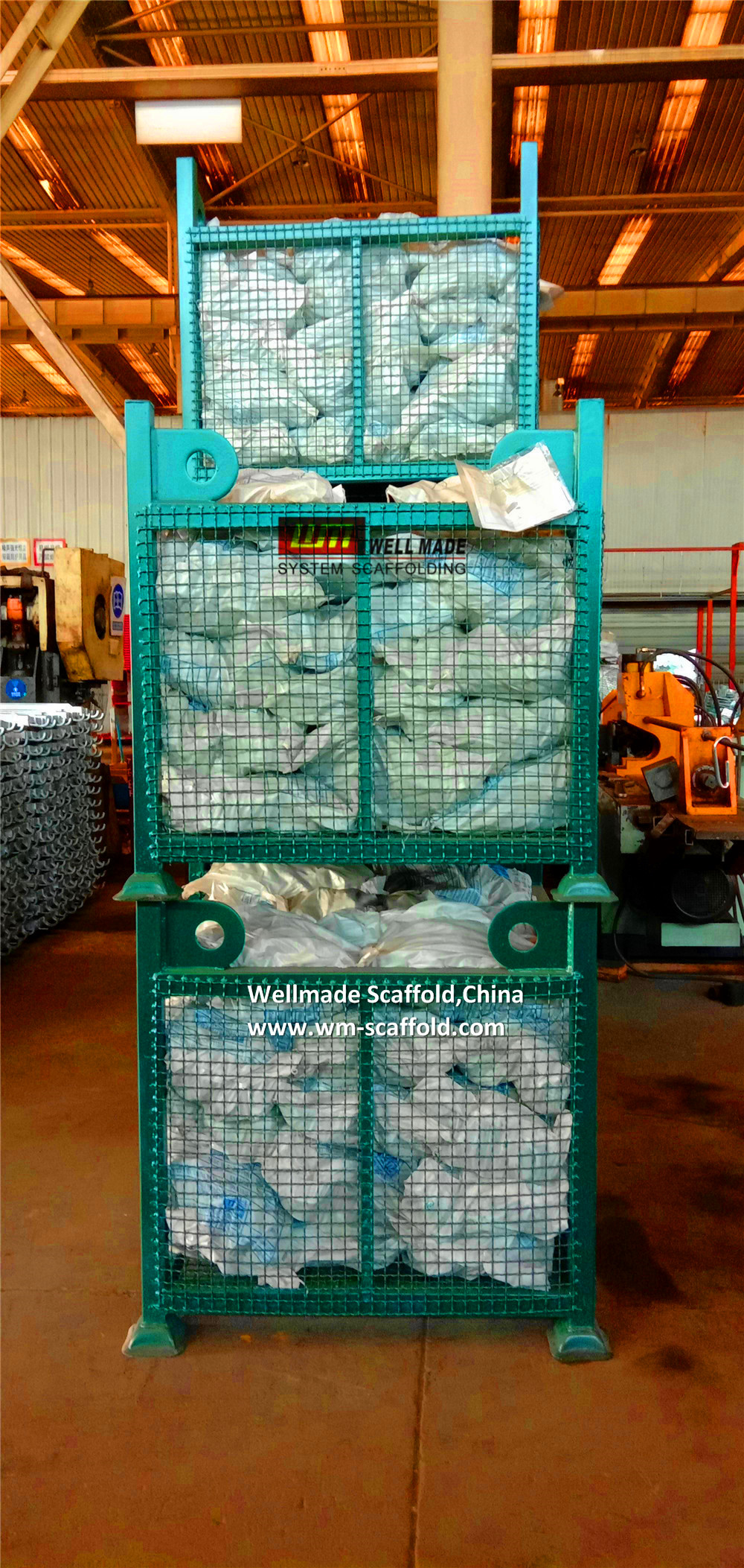 Painted scaffold cages for scaffolding storage and transportation with lifting eye hooks -construction materials- steel building