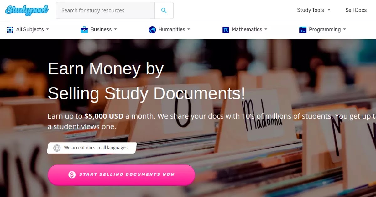 studypool sell document