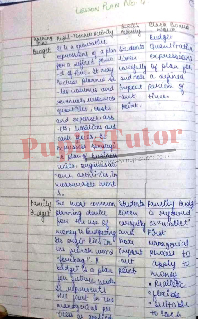 Class/Grade 8 And 9 Home Science Lesson Plan On Family Budget For CBSE NCERT KVS School And University College Teachers – (Page And Image Number 3) – www.pupilstutor.com