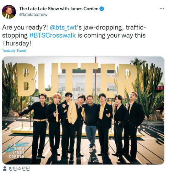 BTS en The Late Late Show con James Corden: ¿Cuándo ver su show con Butter y crosswal?