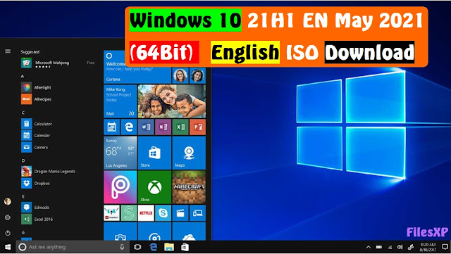 Windows 10 21H1 EN May 2021 (64Bit) English ISO Download