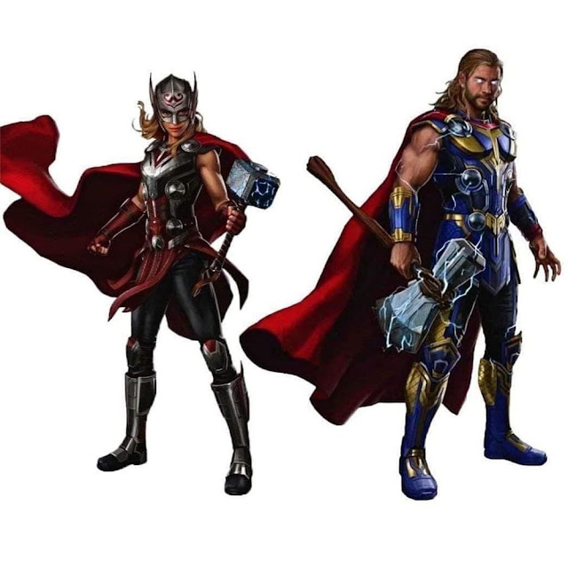 Conceptos artísticos de Thor y Jane en Thor Love and Thunder