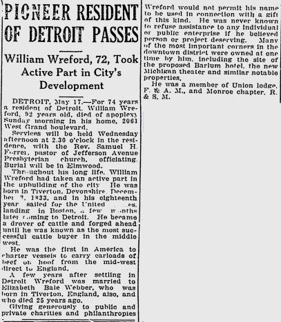 Border Cities Star article from 17 May 1926