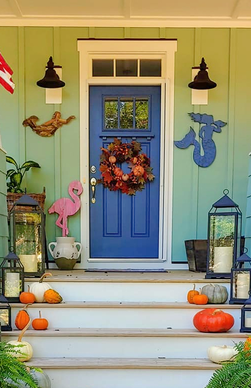 Front Porch Fall Decor Ideas Coastal Beach Theme