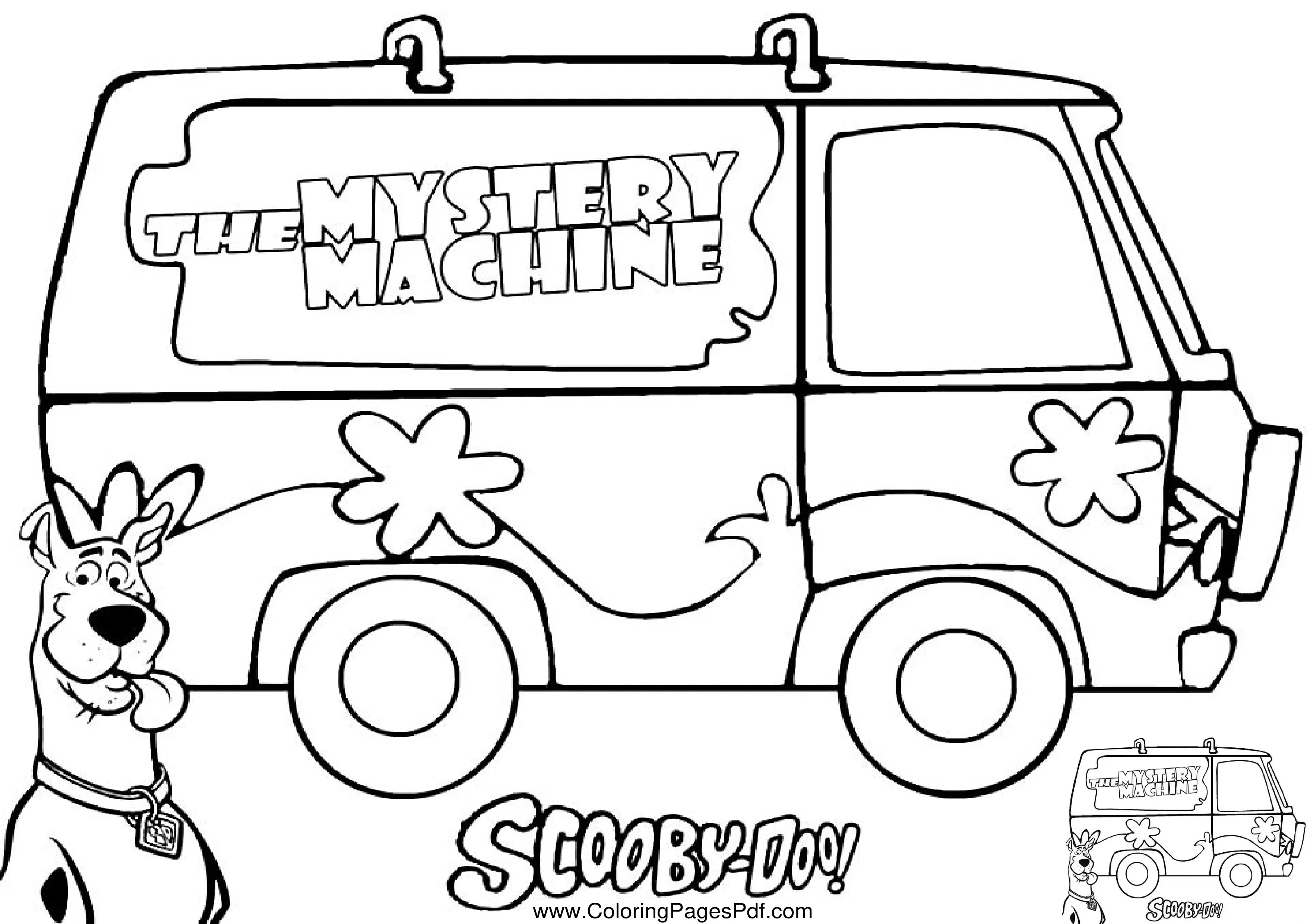 Scooby doo coloring pages mystery machine