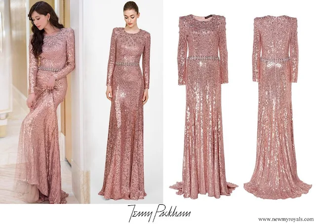 Crown Princess Mary wore Jenny Packham Georgia Sequined Gown