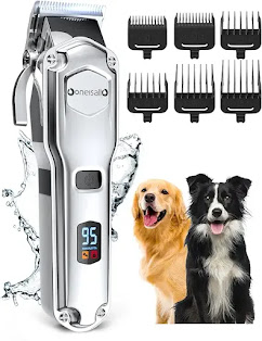 oneisall Dog Clippers for Grooming for Thick Heavy Coats/Low Noise Rechargeable Cordless Pet Shaver