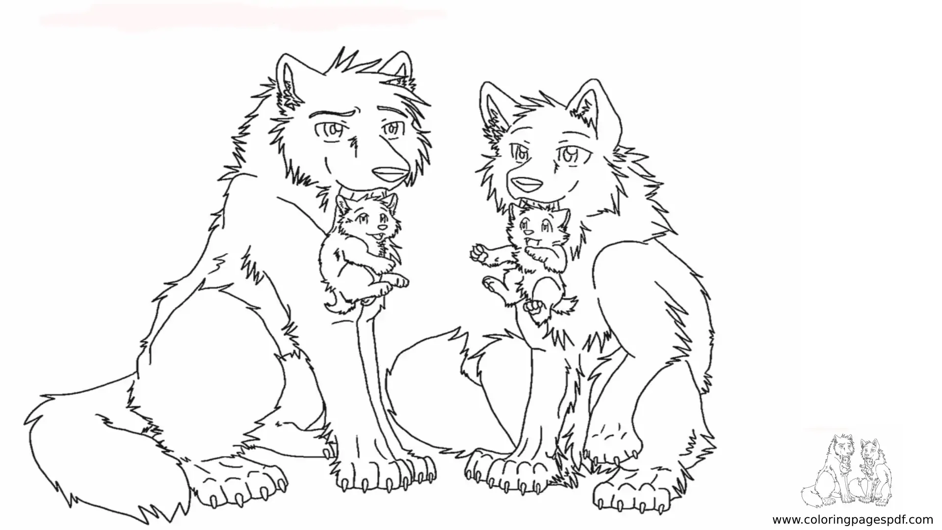 Coloring Pages Of A Wolf Family