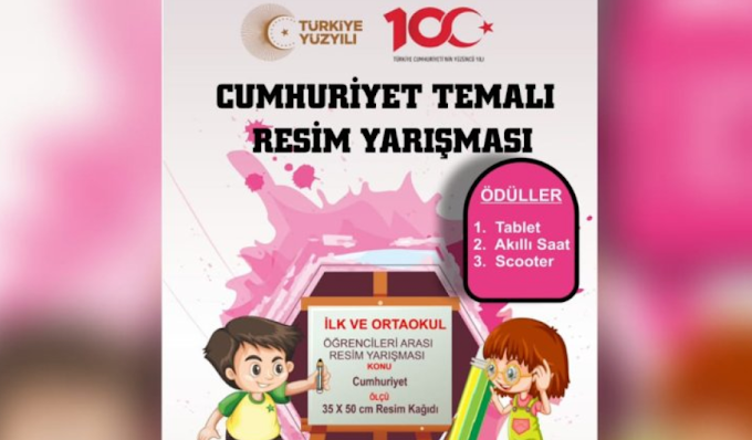 Bozkır'da Cumhuriyet Temalı Ödüllü Resim Yarışması düzenleniyor.