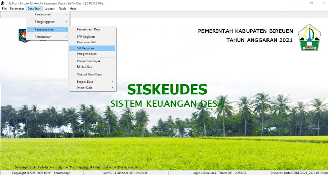 Cara Input SPP Panjar Pada Siskeudes Tahun 2021