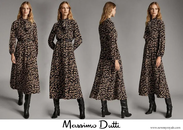 Queen Letizia wore Massimo Dutti Floral Print Midi Dress