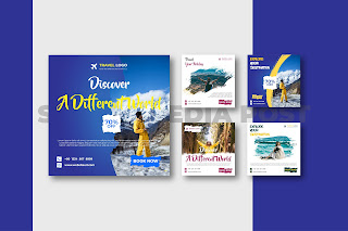 Travel Agency Social Media Post Template Bundle Design