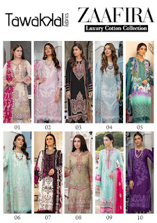 Tawakkal Zaafira Cotton Pakistani dress material catalog