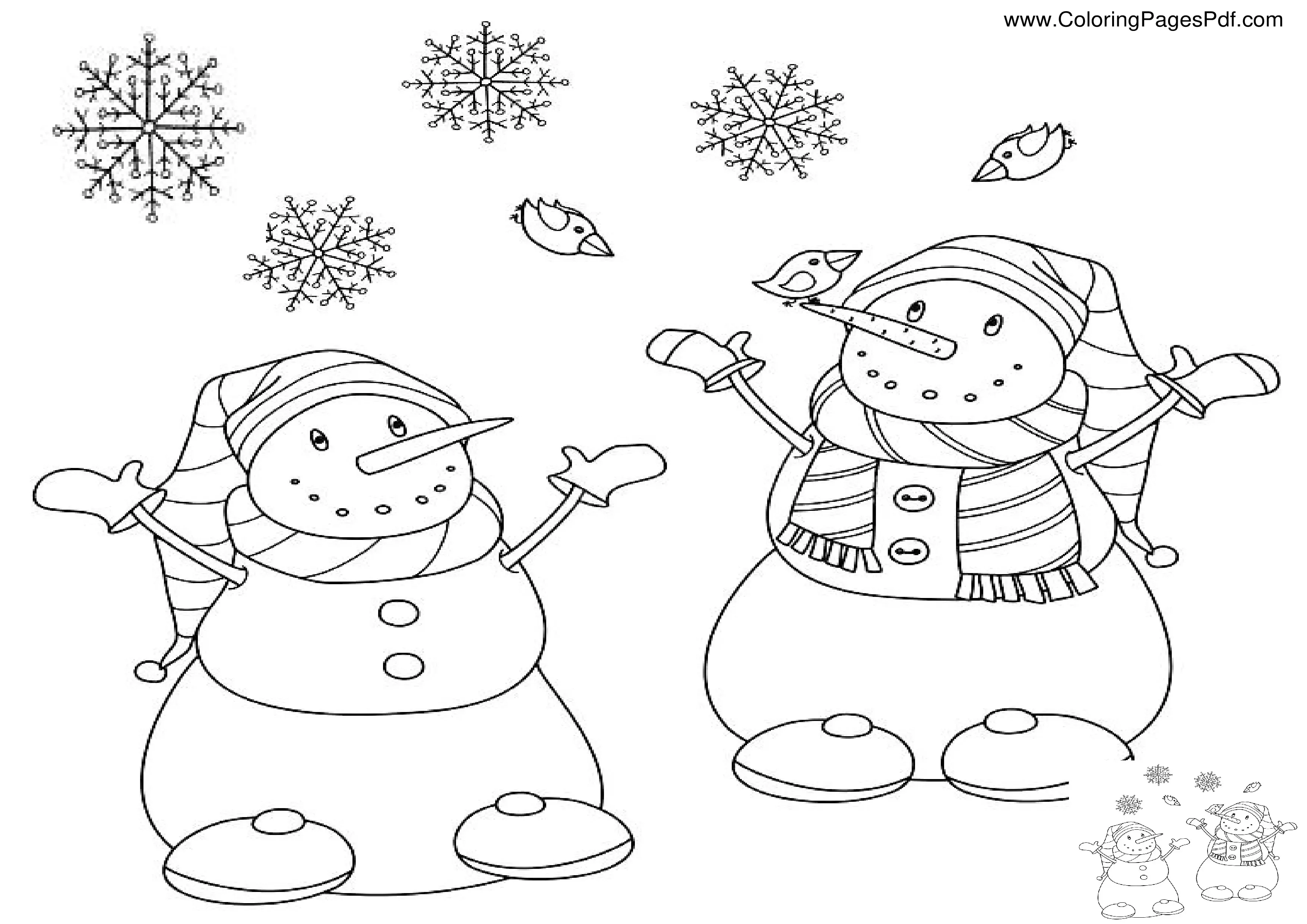 Simple snowman coloring page