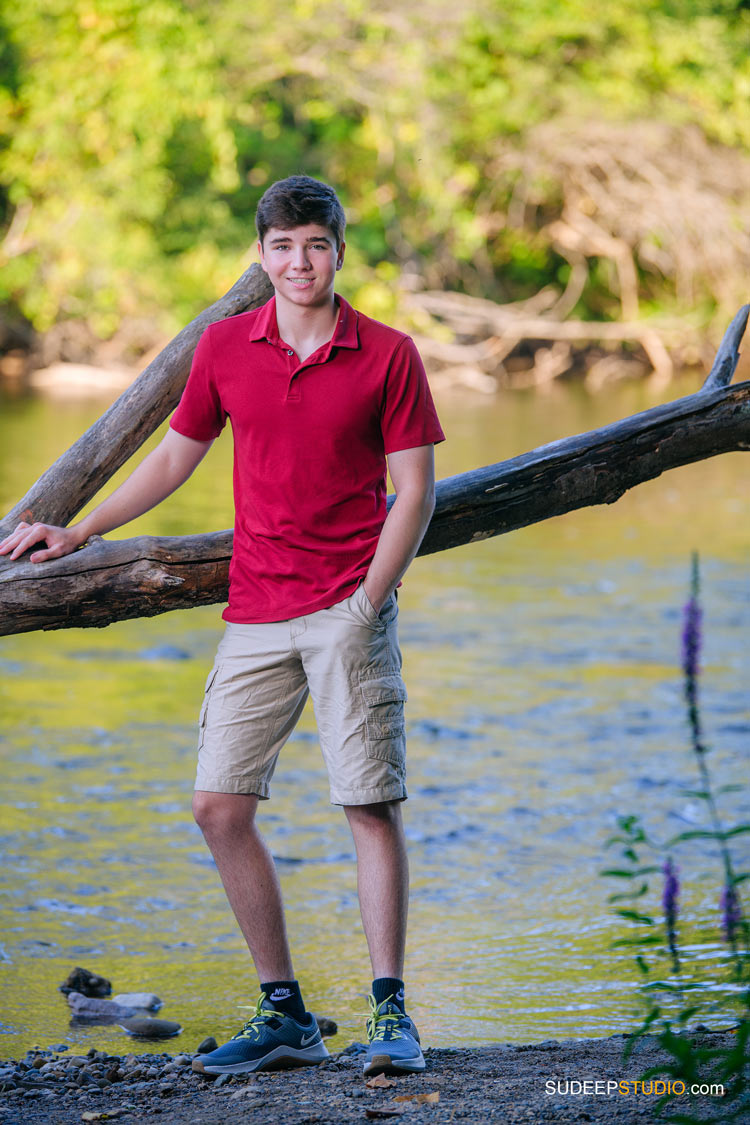 Huron High School Senior Pictures for Guys in Nature Arboretum by SudeepStudio.com Ann Arbor Senior Pictures Photographer